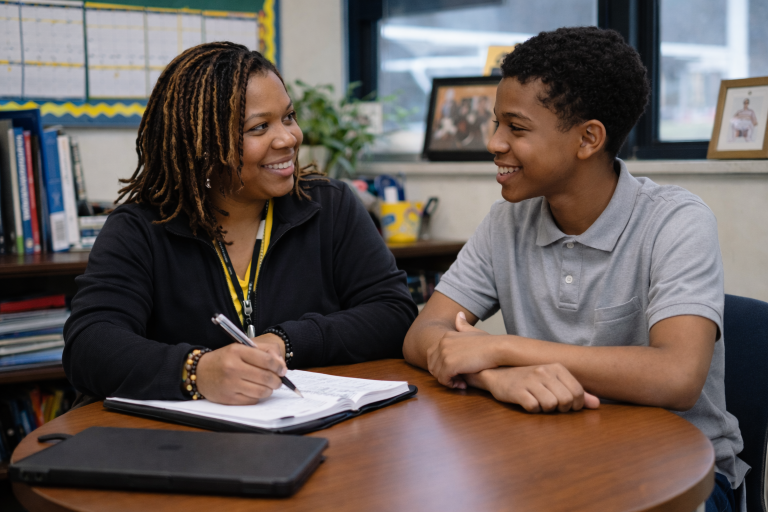 counselor and student in conversation